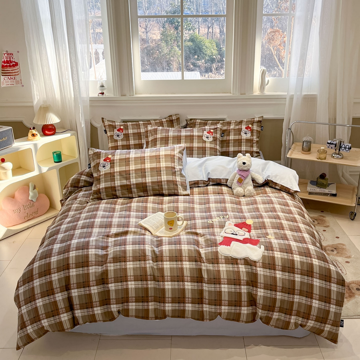 91家纺网 家纺一手货源 找家纺 乐美家纺 2026春夏新款软萌全棉纯棉贴布绣系列四件套 复古英伦西高地