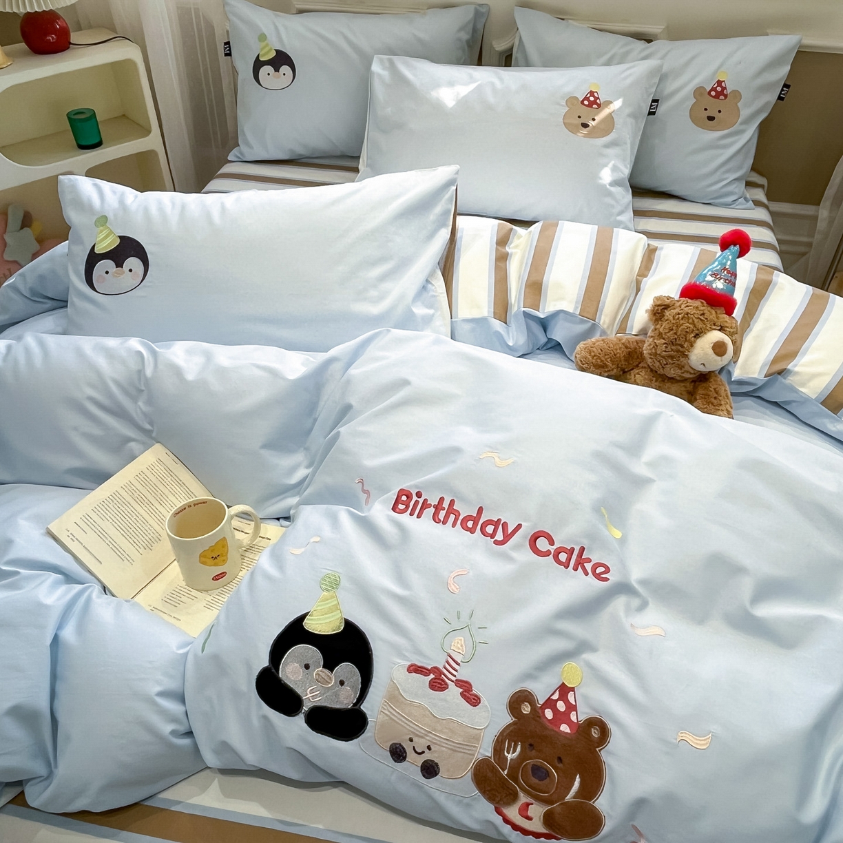 乐美家纺 2026春夏新款软萌全棉纯棉贴布绣系列四件套 生日派对