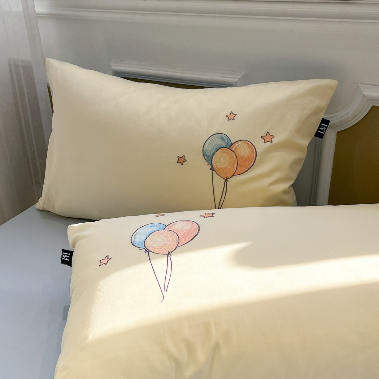 91家纺网 家纺一手货源 找家纺 乐美家纺 2026春夏新款软萌全棉纯棉贴布绣系列四件套 气球小象