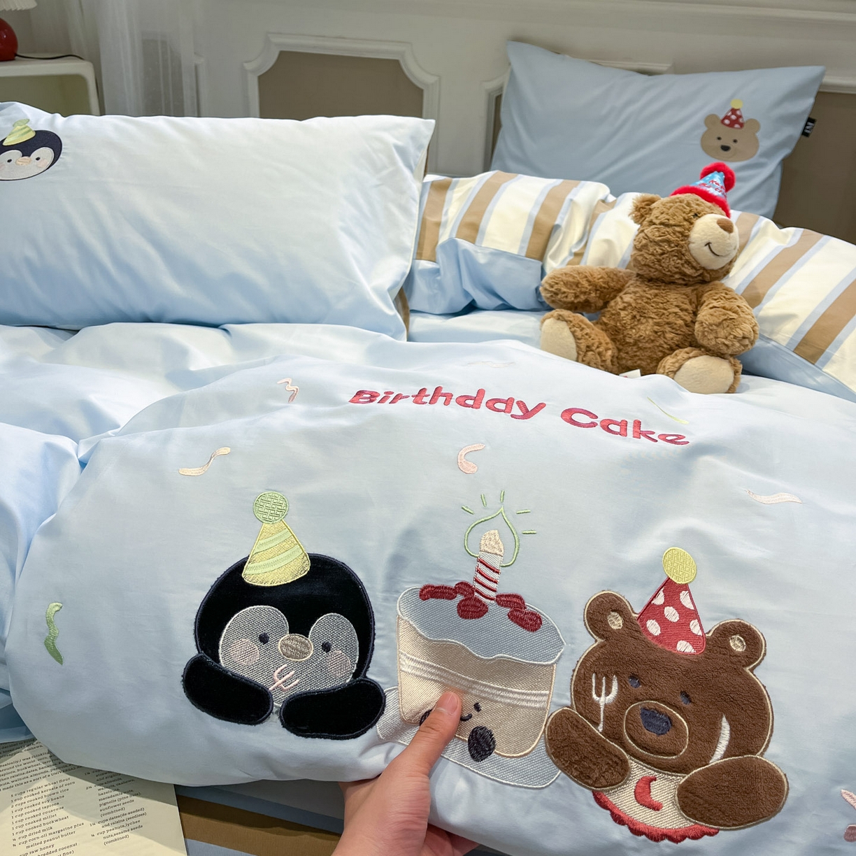 91家纺网 家纺一手货源 找家纺 乐美家纺 2026春夏新款软萌全棉纯棉贴布绣系列四件套 生日派对