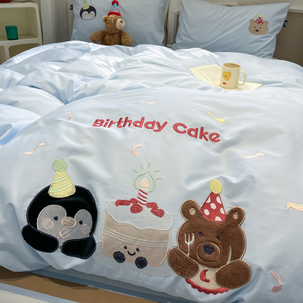 91家纺网 家纺一手货源 找家纺 乐美家纺 2026春夏新款软萌全棉纯棉贴布绣系列四件套 生日派对