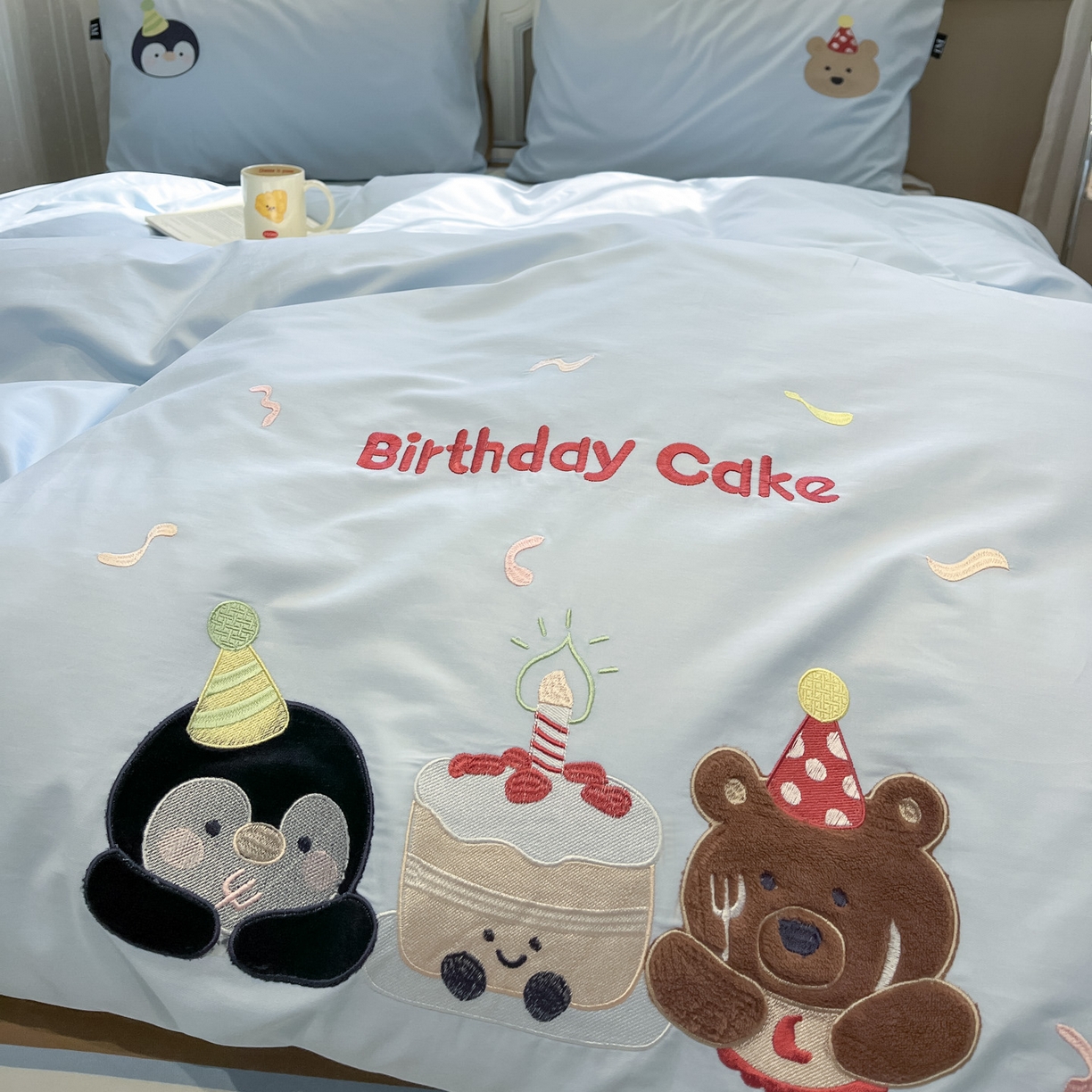 91家纺网 家纺一手货源 找家纺 乐美家纺 2026春夏新款软萌全棉纯棉贴布绣系列四件套 生日派对