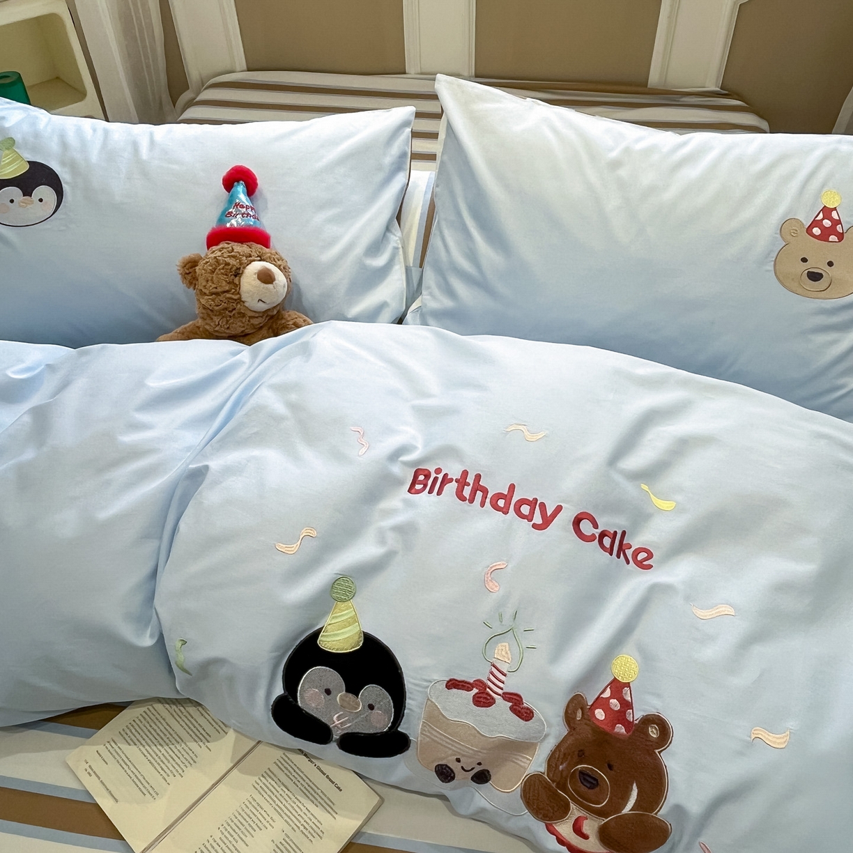 91家纺网 家纺一手货源 找家纺 乐美家纺 2026春夏新款软萌全棉纯棉贴布绣系列四件套 生日派对