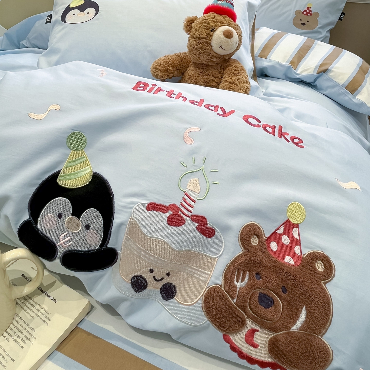 91家纺网 家纺一手货源 找家纺 乐美家纺 2026春夏新款软萌全棉纯棉贴布绣系列四件套 生日派对