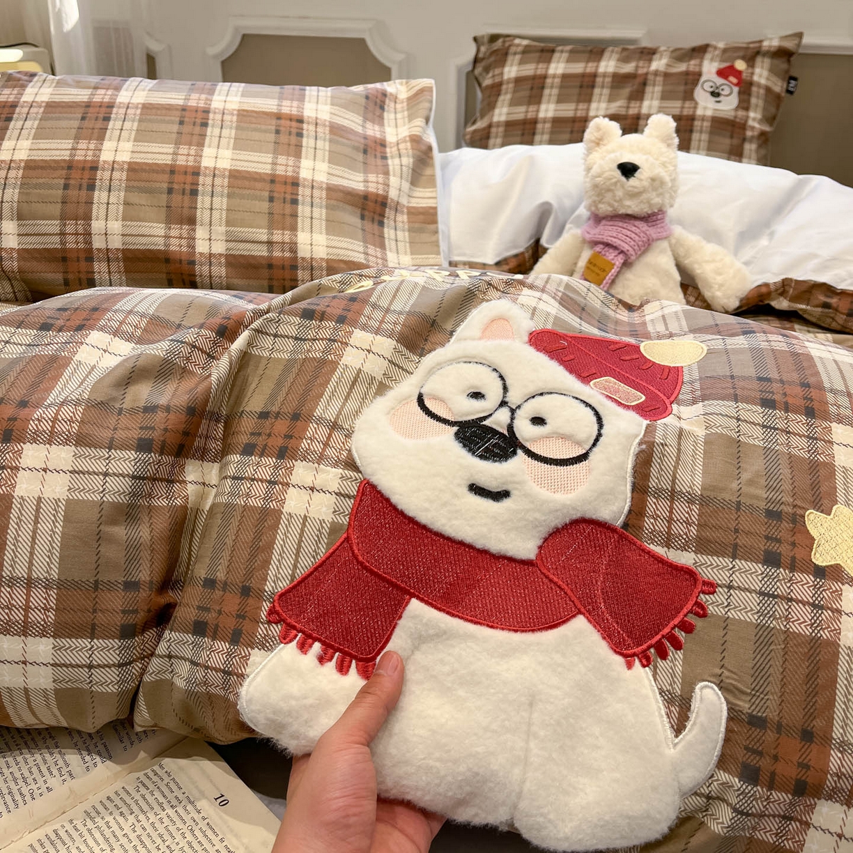 91家纺网 家纺一手货源 找家纺 乐美家纺 2026春夏新款软萌全棉纯棉贴布绣系列四件套 复古英伦西高地