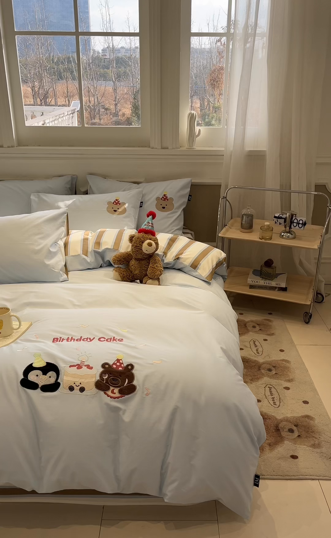 91家纺网 家纺一手货源 找家纺 乐美家纺 2026春夏新款软萌全棉纯棉贴布绣系列四件套 生日派对