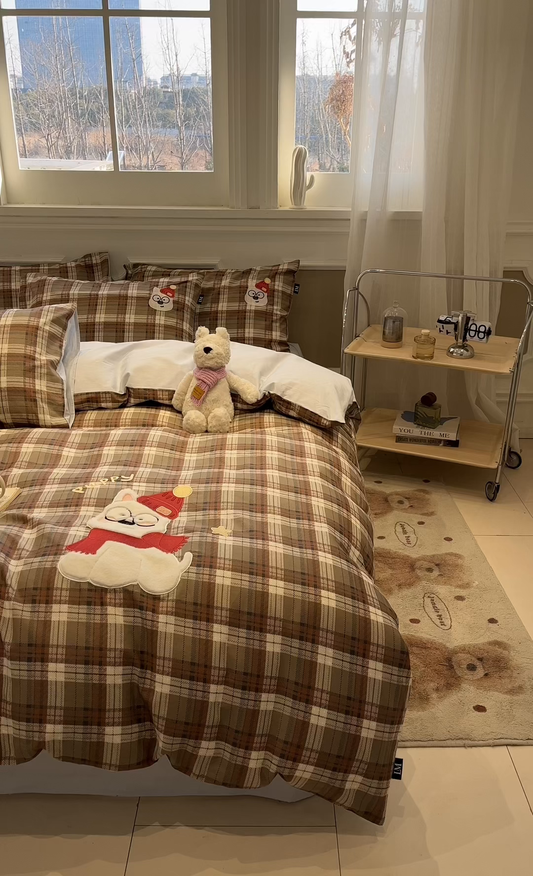 91家纺网 家纺一手货源 找家纺 乐美家纺 2026春夏新款软萌全棉纯棉贴布绣系列四件套 复古英伦西高地