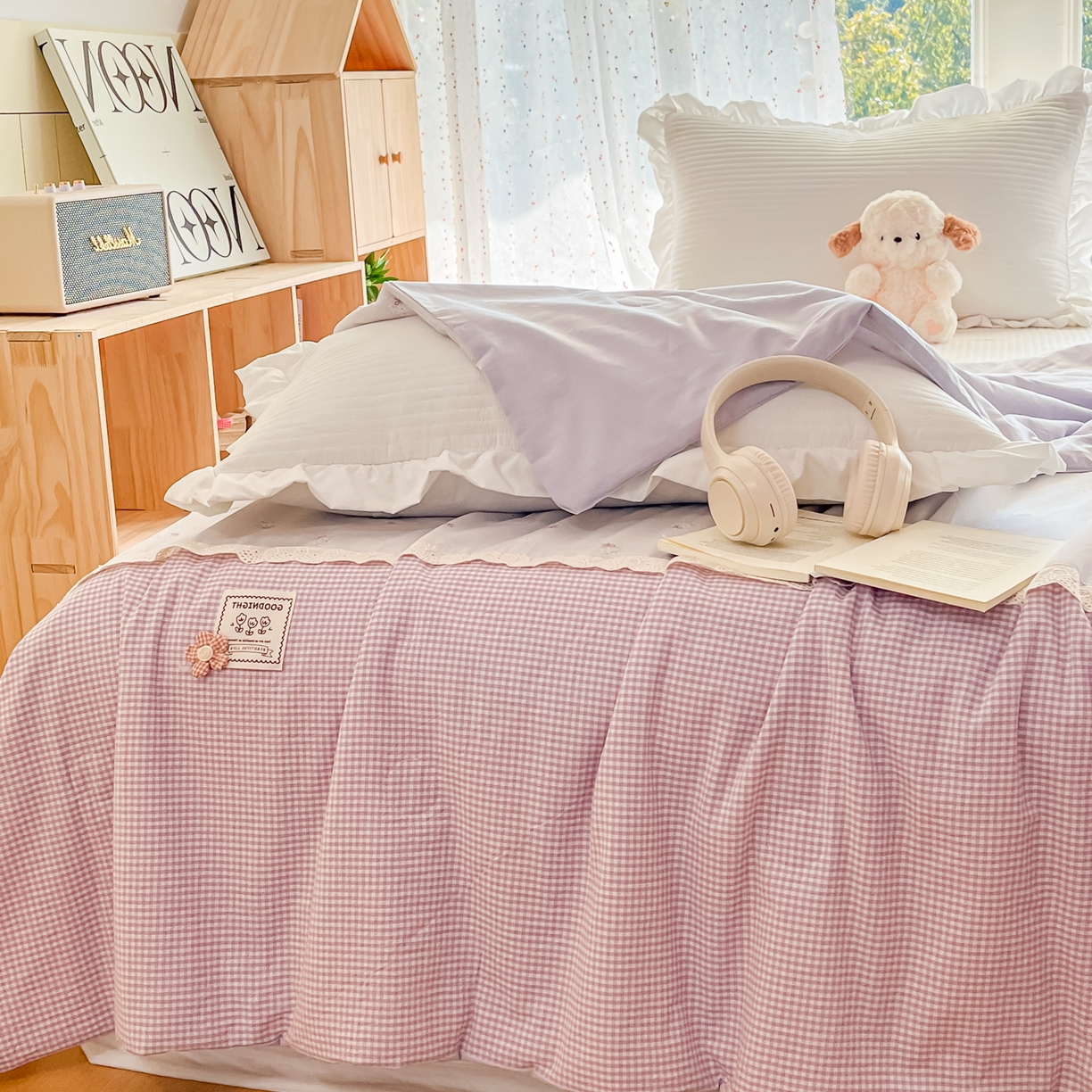 91家纺网 家纺一手货源 找家纺 （总）有货 2026新款全棉棉麻提花印花夏被春秋被被子被-格格花屿系列