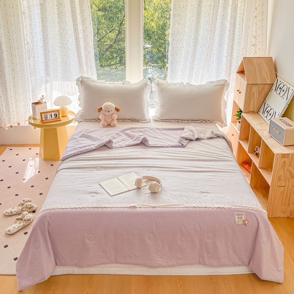 91家纺网 家纺一手货源 找家纺 （总）有货 2026新款全棉棉麻提花印花夏被春秋被被子被-格格花屿系列