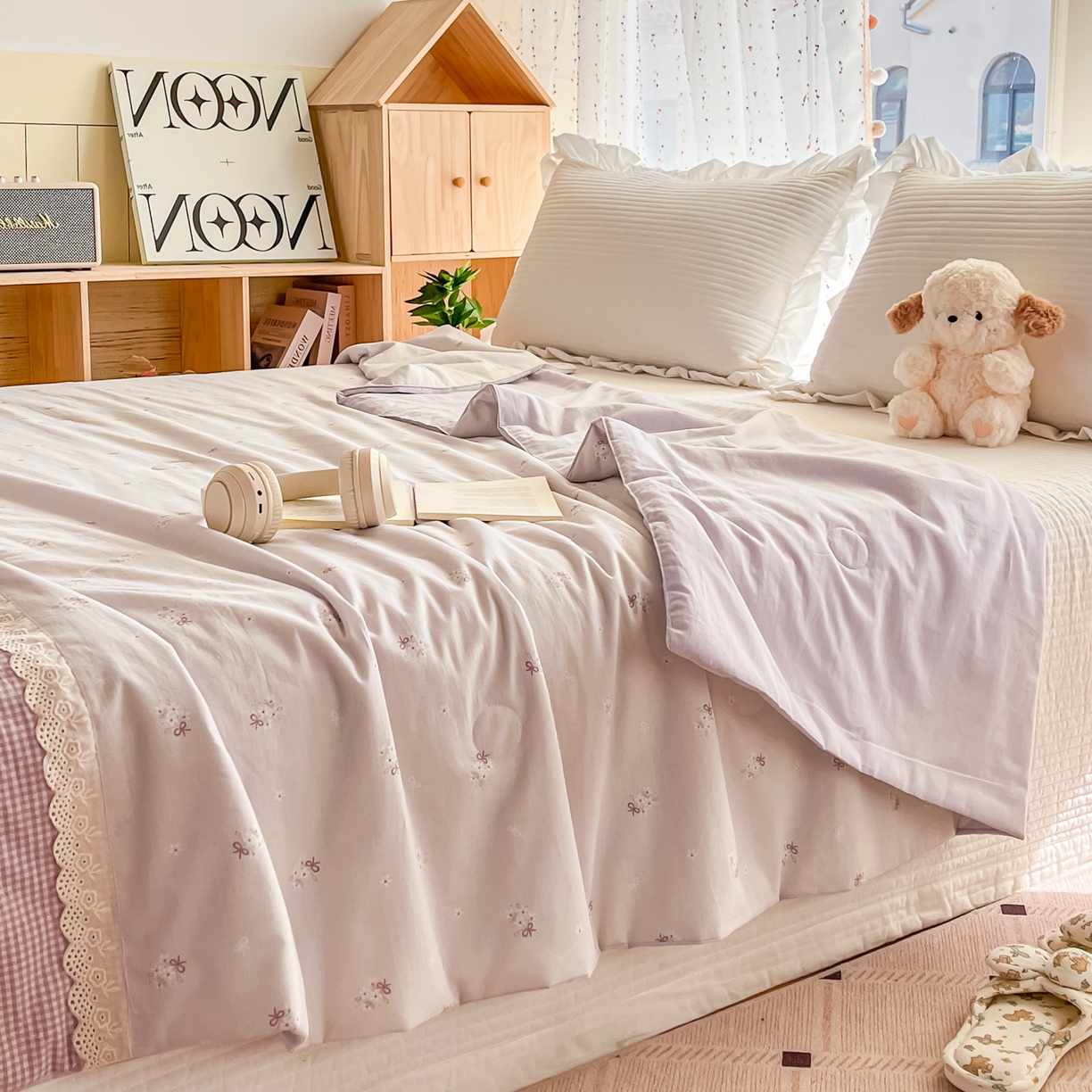 91家纺网 家纺一手货源 找家纺 （总）有货 2026新款全棉棉麻提花印花夏被春秋被被子被-格格花屿系列