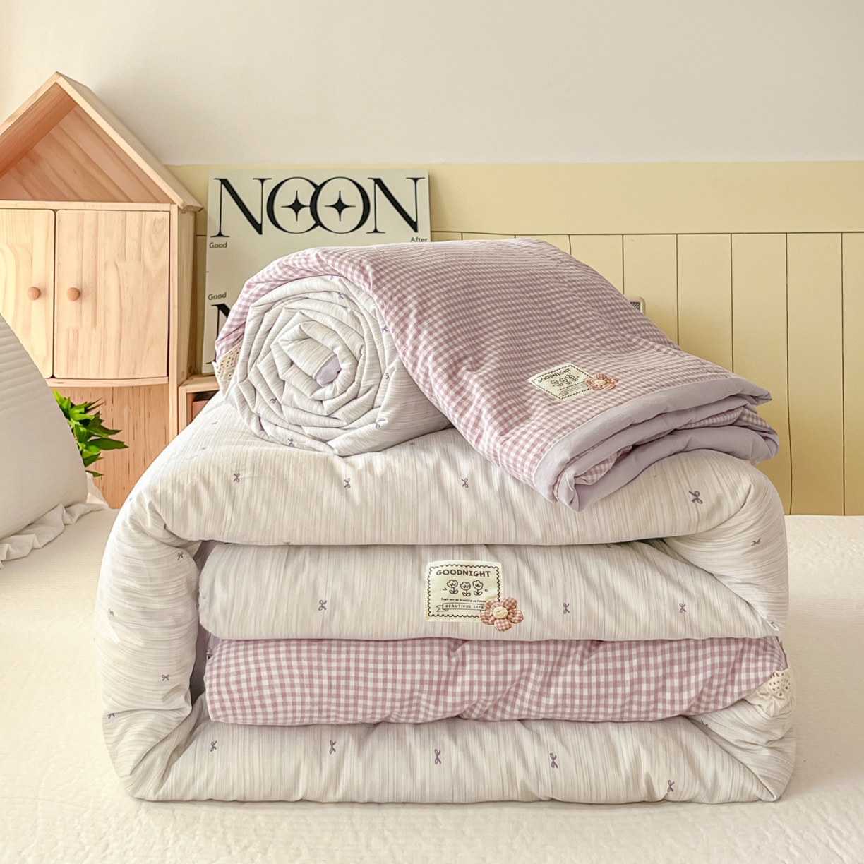 91家纺网 家纺一手货源 找家纺 （总）有货 2026新款全棉棉麻提花印花夏被春秋被被子被-格格花屿系列