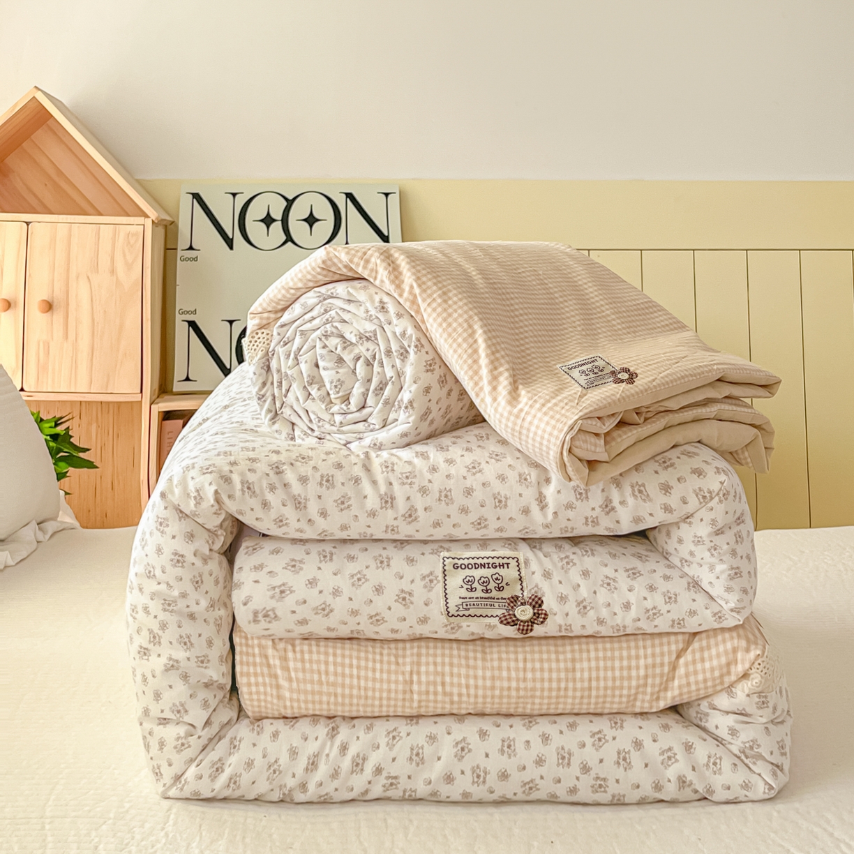 91家纺网 家纺一手货源 找家纺 （总）有货 2026新款全棉棉麻提花印花夏被春秋被被子被-格格花屿系列