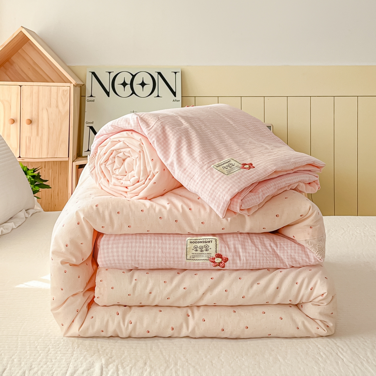 91家纺网 家纺一手货源 找家纺 （总）有货 2026新款全棉棉麻提花印花夏被春秋被被子被-格格花屿系列