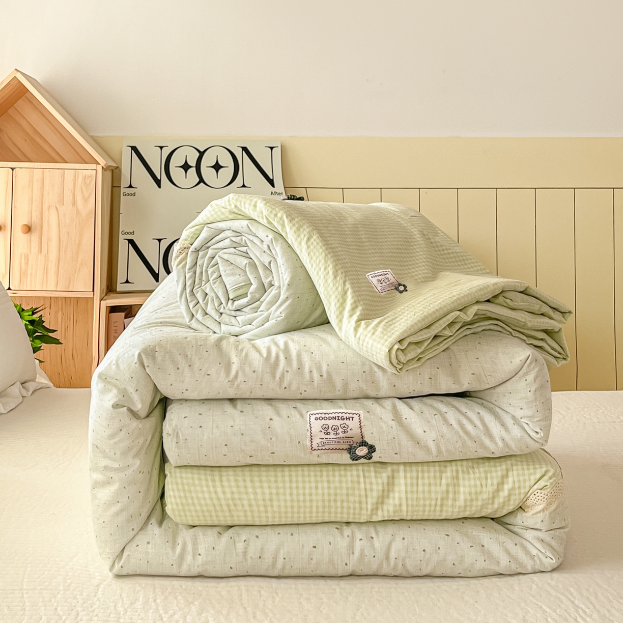 91家纺网 家纺一手货源 找家纺 （总）有货 2026新款全棉棉麻提花印花夏被春秋被被子被-格格花屿系列