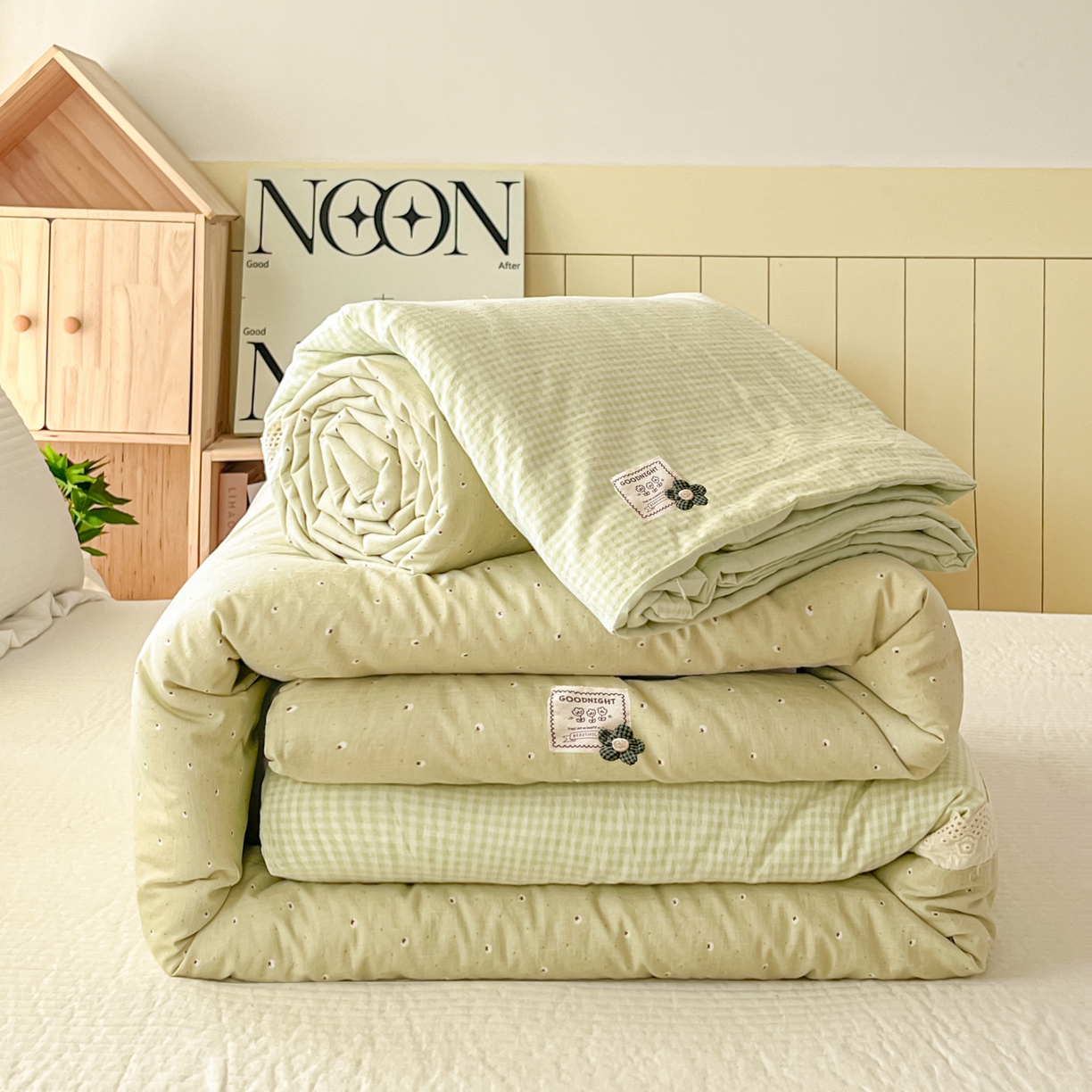 91家纺网 家纺一手货源 找家纺 （总）有货 2026新款全棉棉麻提花印花夏被春秋被被子被-格格花屿系列