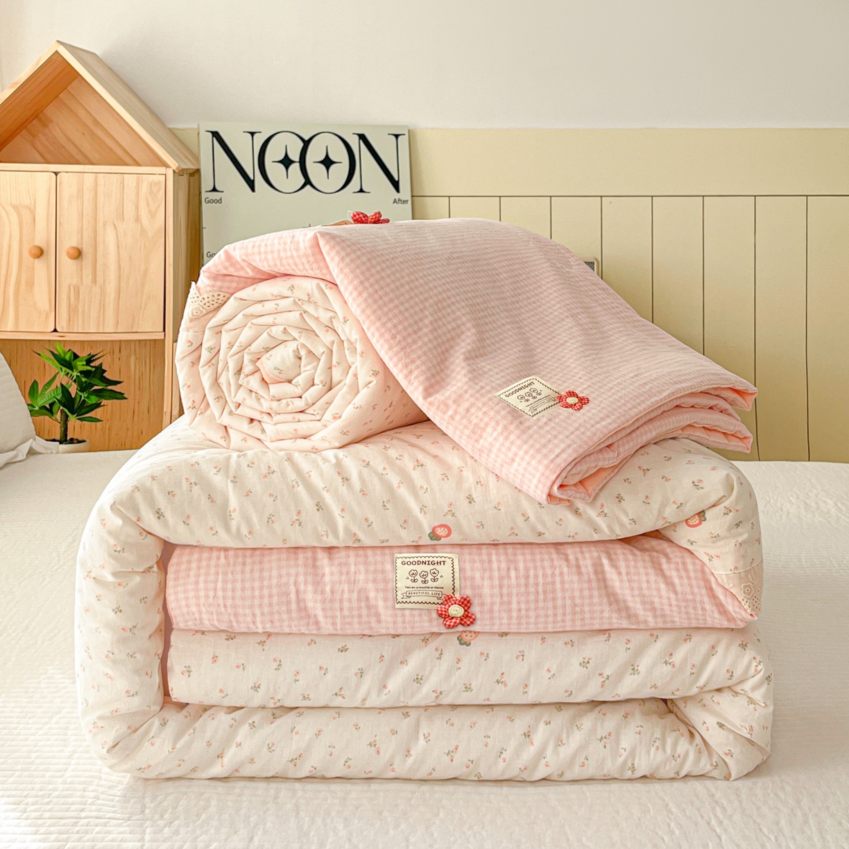 91家纺网 家纺一手货源 找家纺 （总）有货 2026新款全棉棉麻提花印花夏被春秋被被子被-格格花屿系列