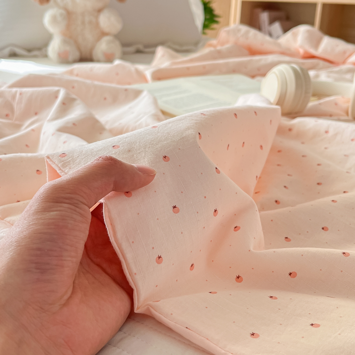 91家纺网 家纺一手货源 找家纺 有货 2026新款全棉棉麻提花印花夏被春秋被被子被-格格花屿系列 柿柿如意