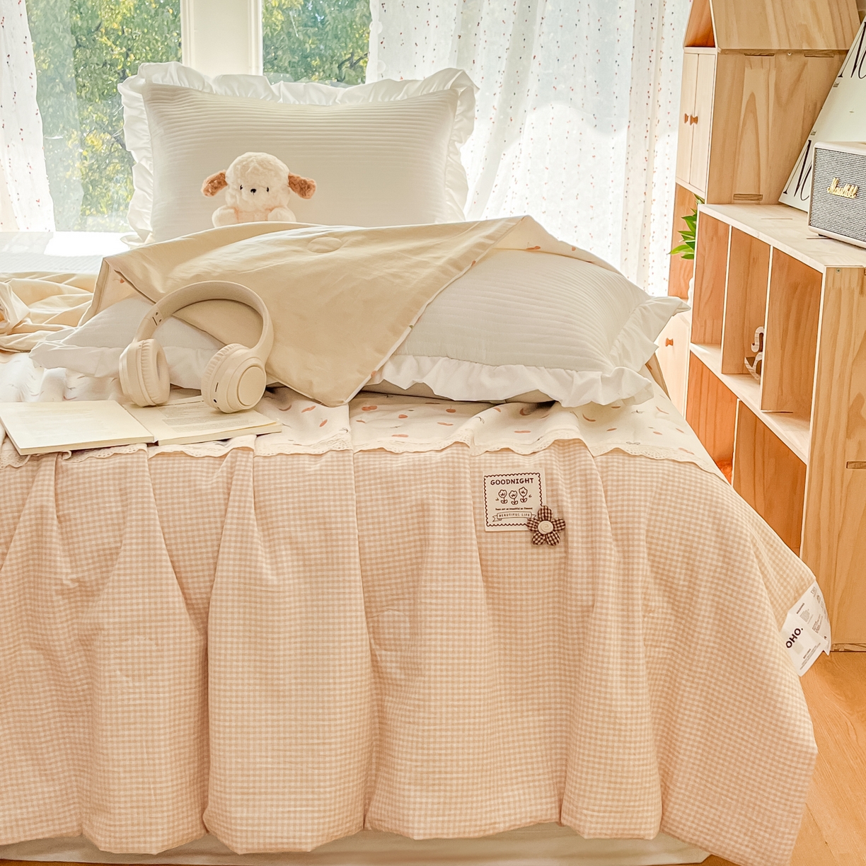 91家纺网 家纺一手货源 找家纺 有货 2026新款全棉棉麻提花印花夏被春秋被被子被-格格花屿系列 蜜杏樱桃