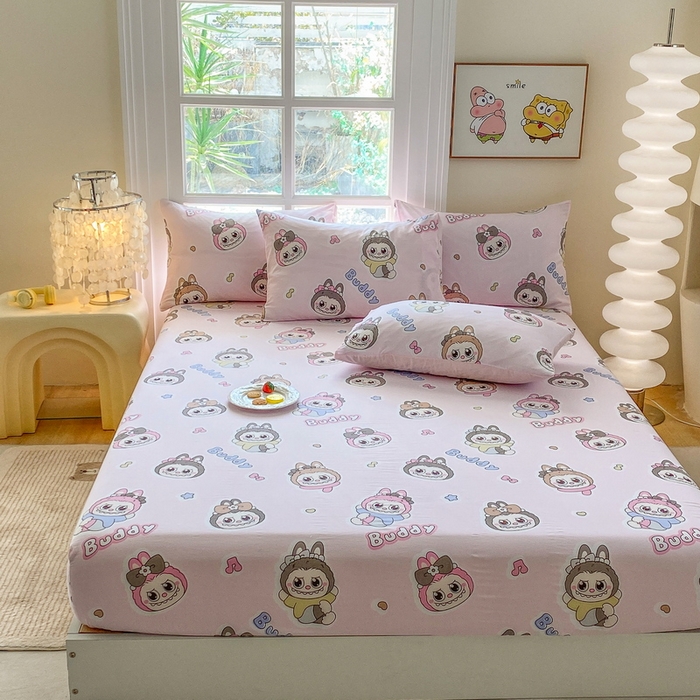 91家纺网 家纺一手货源 找家纺 一电 2026新款跨境电商外贸四季卡通床笠单件床罩床垫套防滑套宿舍儿童床单定制-第八批 拉布布