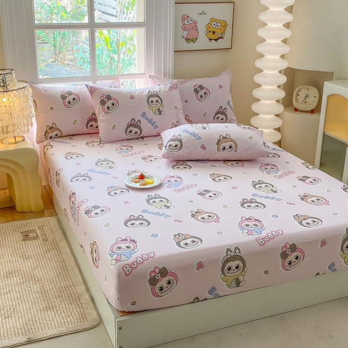 91家纺网 家纺一手货源 找家纺 一电 2026新款跨境电商外贸四季卡通床笠单件床罩床垫套防滑套宿舍儿童床单定制-第八批 拉布布