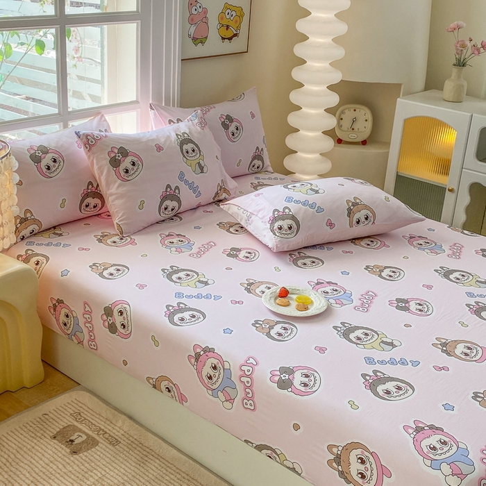 91家纺网 家纺一手货源 找家纺 一电 2026新款跨境电商外贸四季卡通床笠单件床罩床垫套防滑套宿舍儿童床单定制-第八批 拉布布