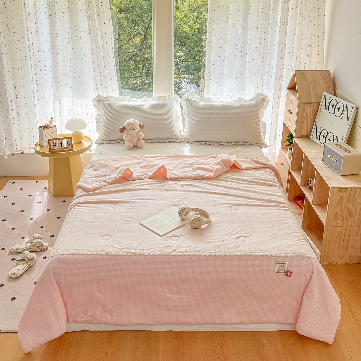 91家纺网 家纺一手货源 找家纺 有货 2026新款全棉棉麻提花印花夏被春秋被被子被-格格花屿系列 柿柿如意