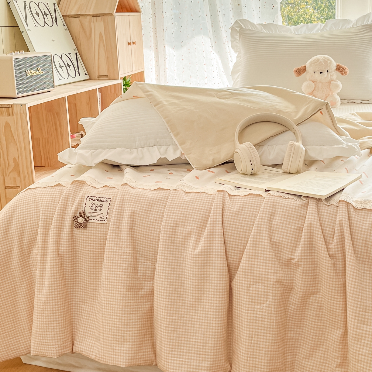 91家纺网 家纺一手货源 找家纺 有货 2026新款全棉棉麻提花印花夏被春秋被被子被-格格花屿系列 蜜杏樱桃