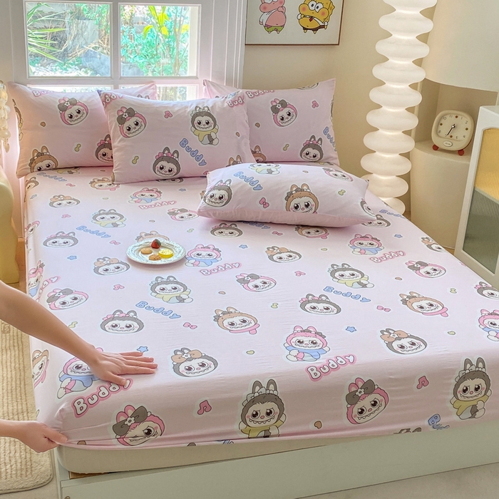 91家纺网 家纺一手货源 找家纺 一电 2026新款跨境电商外贸四季卡通床笠单件床罩床垫套防滑套宿舍儿童床单定制-第八批 拉布布
