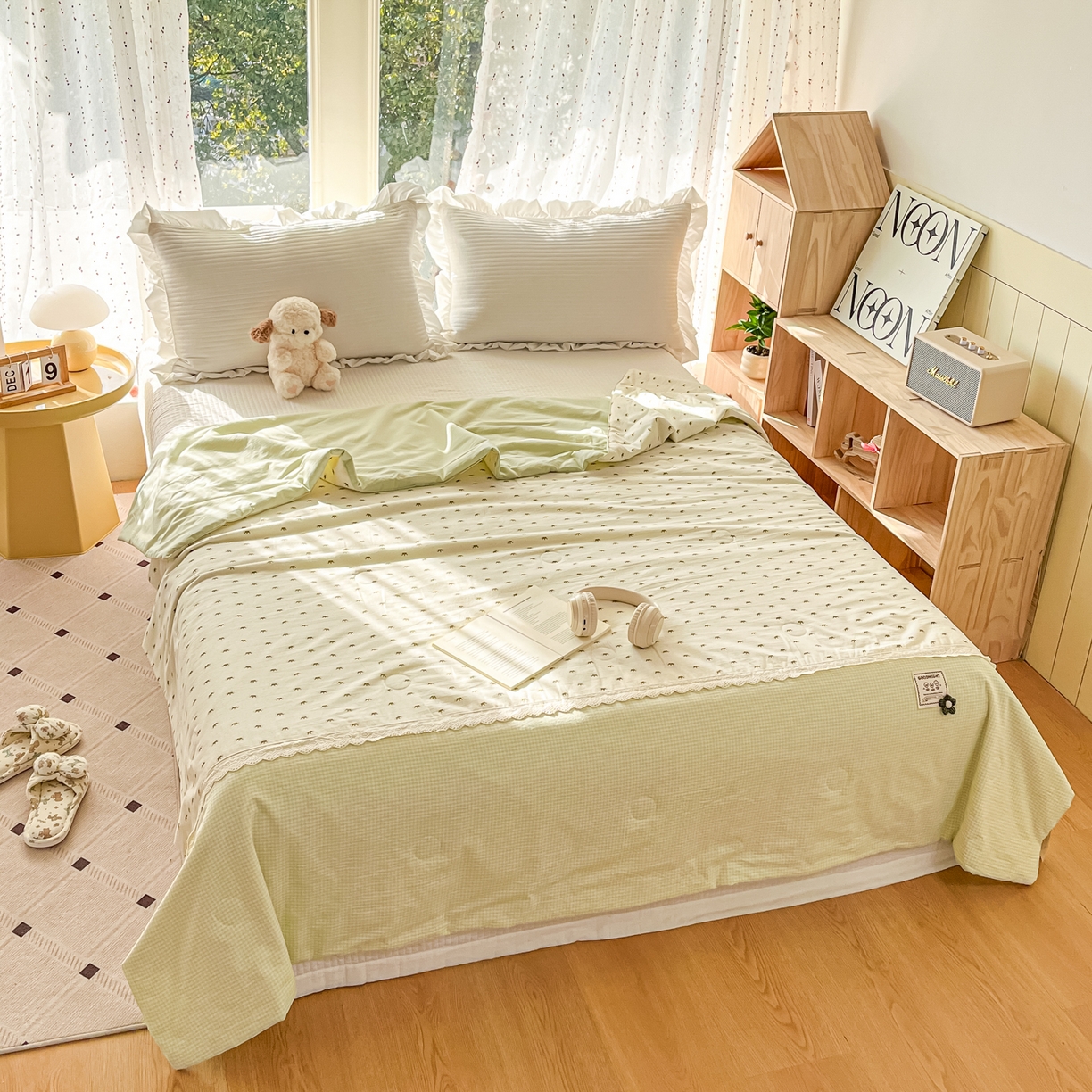 91家纺网 家纺一手货源 找家纺 有货 2026新款全棉棉麻提花印花夏被春秋被被子被-格格花屿系列 青柠木马