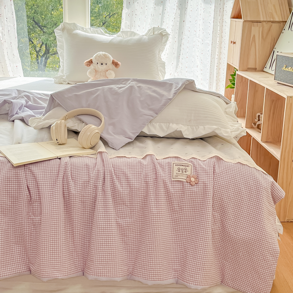 91家纺网 家纺一手货源 找家纺 有货 2026新款全棉棉麻提花印花夏被春秋被被子被-格格花屿系列 芋泥条纹