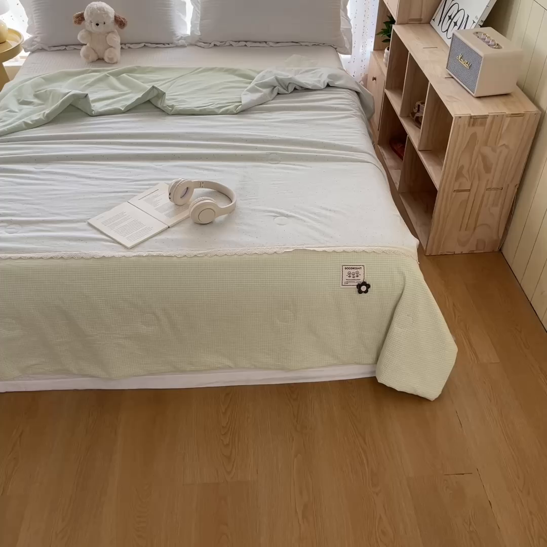 91家纺网 家纺一手货源 找家纺 有货 2026新款全棉棉麻提花印花夏被春秋被被子被-格格花屿系列 爱心抹茶