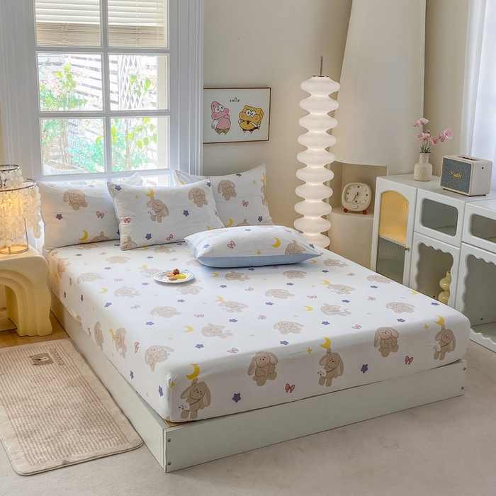 一电 2026新款跨境电商外贸四季卡通床笠单件床罩床垫套防滑套宿舍儿童床单定制-第八批 晚安