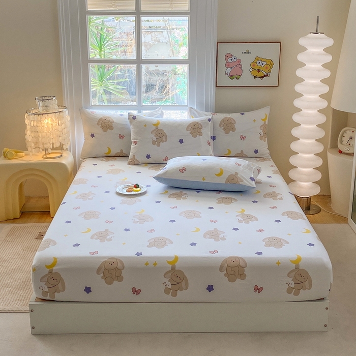 91家纺网 家纺一手货源 找家纺 一电 2026新款跨境电商外贸四季卡通床笠单件床罩床垫套防滑套宿舍儿童床单定制-第八批 晚安