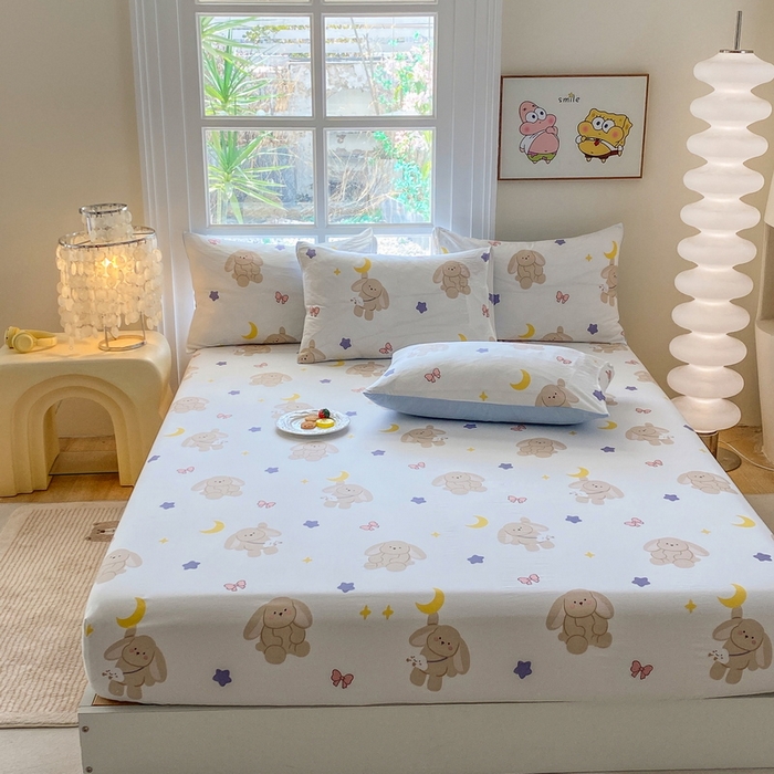 91家纺网 家纺一手货源 找家纺 一电 2026新款跨境电商外贸四季卡通床笠单件床罩床垫套防滑套宿舍儿童床单定制-第八批 晚安