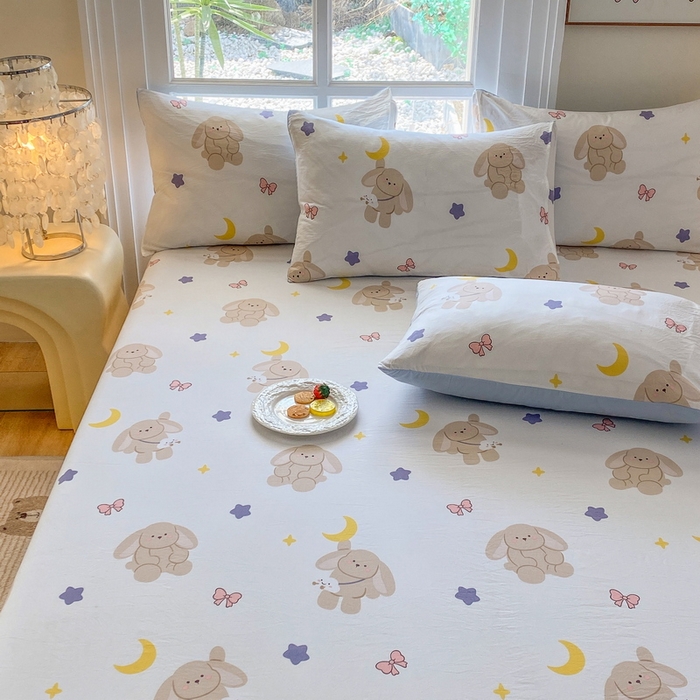 91家纺网 家纺一手货源 找家纺 一电 2026新款跨境电商外贸四季卡通床笠单件床罩床垫套防滑套宿舍儿童床单定制-第八批 晚安