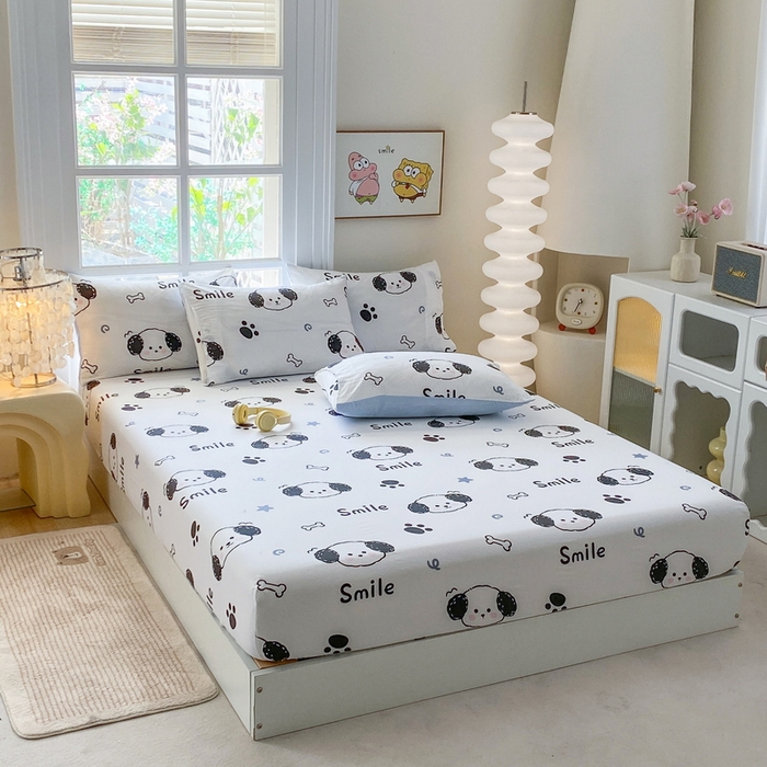 一电 2026新款跨境电商外贸四季卡通床笠单件床罩床垫套防滑套宿舍儿童床单定制-第八批 微信狗狗