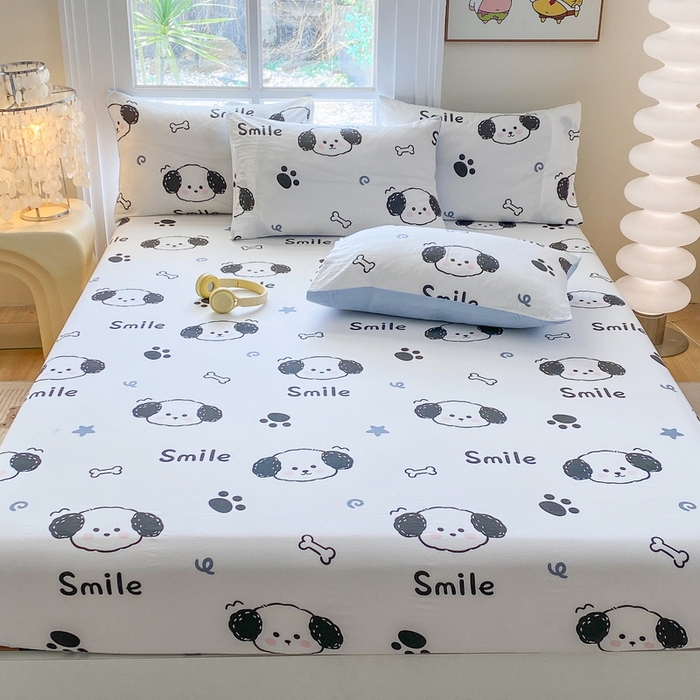 91家纺网 家纺一手货源 找家纺 一电 2026新款跨境电商外贸四季卡通床笠单件床罩床垫套防滑套宿舍儿童床单定制-第八批 微信狗狗