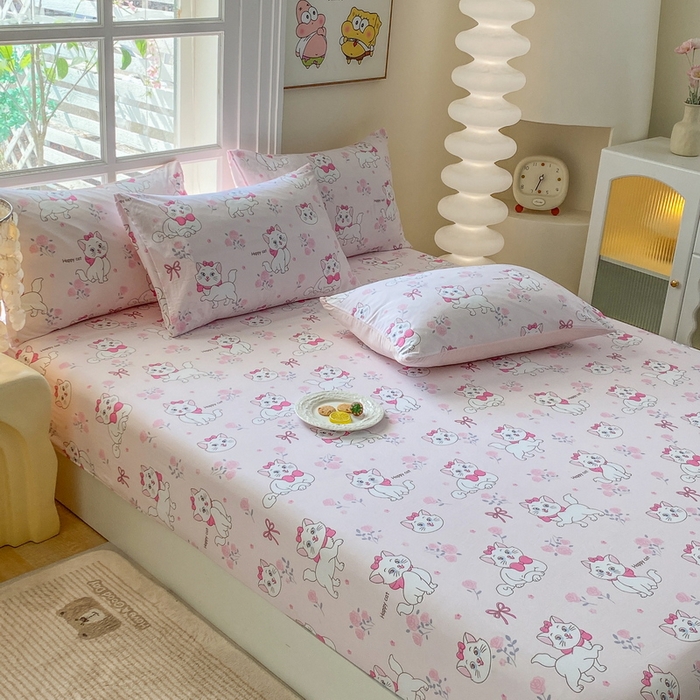 91家纺网 家纺一手货源 找家纺 一电 2026新款跨境电商外贸四季卡通床笠单件床罩床垫套防滑套宿舍儿童床单定制-第八批 小咪