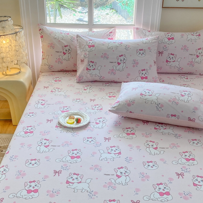 91家纺网 家纺一手货源 找家纺 一电 2026新款跨境电商外贸四季卡通床笠单件床罩床垫套防滑套宿舍儿童床单定制-第八批 小咪