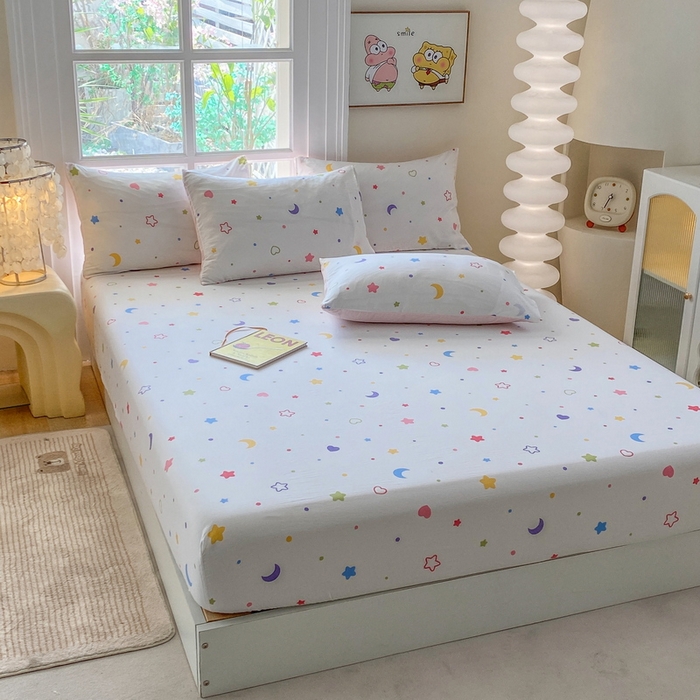 91家纺网 家纺一手货源 找家纺 一电 2026新款跨境电商外贸四季卡通床笠单件床罩床垫套防滑套宿舍儿童床单定制-第八批 星愿