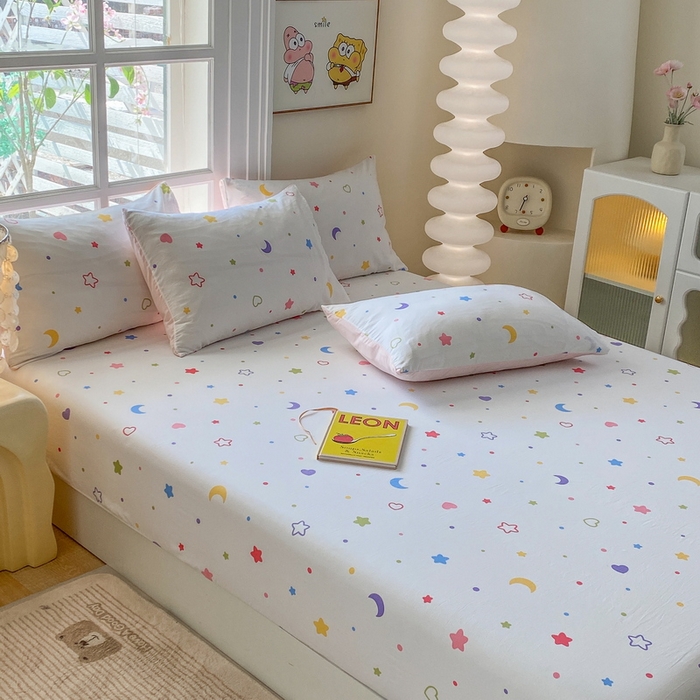 91家纺网 家纺一手货源 找家纺 一电 2026新款跨境电商外贸四季卡通床笠单件床罩床垫套防滑套宿舍儿童床单定制-第八批 星愿
