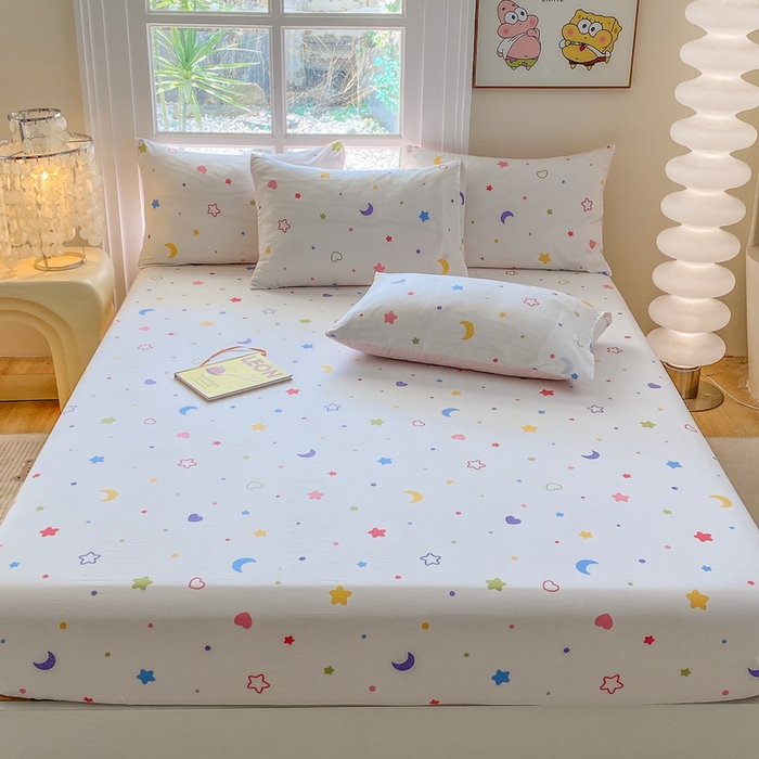 91家纺网 家纺一手货源 找家纺 一电 2026新款跨境电商外贸四季卡通床笠单件床罩床垫套防滑套宿舍儿童床单定制-第八批 星愿