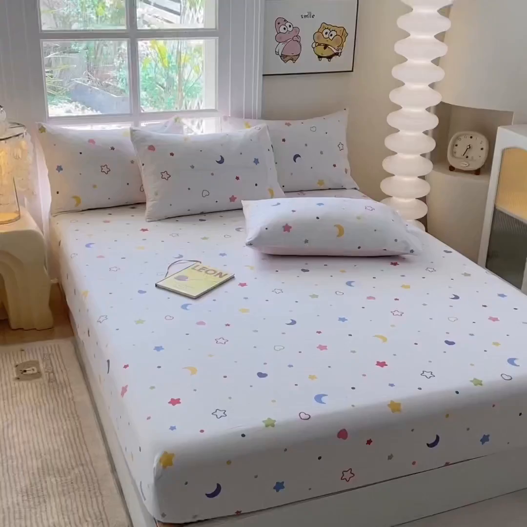 91家纺网 家纺一手货源 找家纺 一电 2026新款跨境电商外贸四季卡通床笠单件床罩床垫套防滑套宿舍儿童床单定制-第八批 星愿