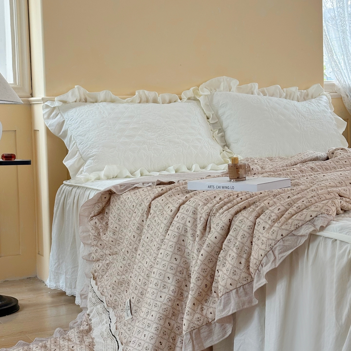 91家纺网 家纺一手货源 找家纺 有货 2026春夏新款全棉双层纱被子被芯-南法假日系列 桃心曲