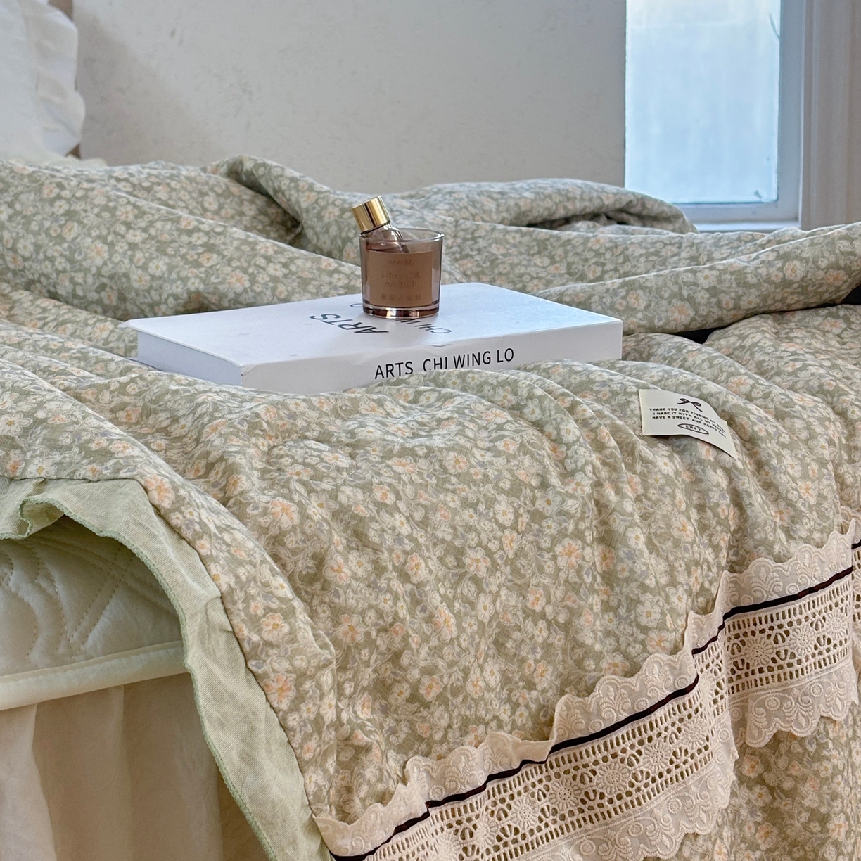 91家纺网 家纺一手货源 找家纺 有货 2026春夏新款全棉双层纱被子被芯-南法假日系列 青柠菊