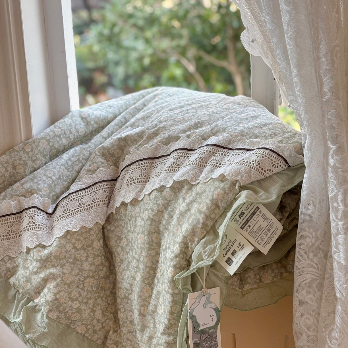 91家纺网 家纺一手货源 找家纺 有货 2026春夏新款全棉双层纱被子被芯-南法假日系列 青柠菊