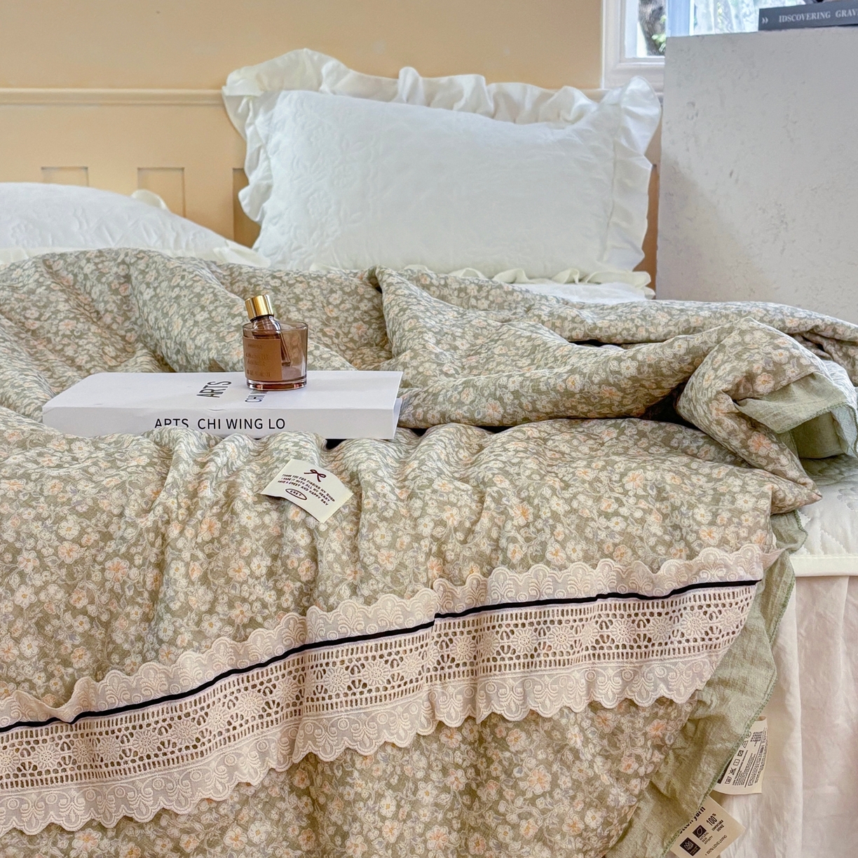 91家纺网 家纺一手货源 找家纺 有货 2026春夏新款全棉双层纱被子被芯-南法假日系列 青柠菊