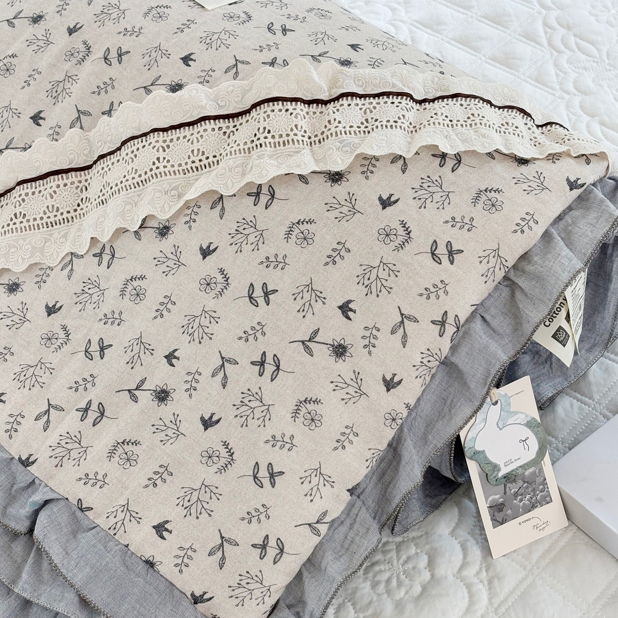 91家纺网 家纺一手货源 找家纺 有货 2026春夏新款全棉双层纱被子被芯-南法假日系列 浅枝印