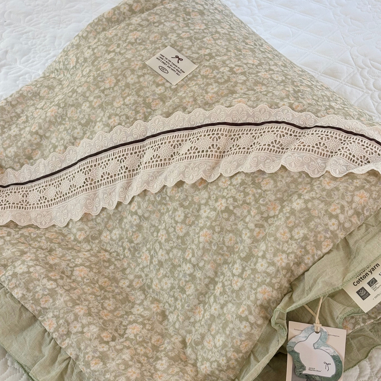 91家纺网 家纺一手货源 找家纺 有货 2026春夏新款全棉双层纱被子被芯-南法假日系列 青柠菊