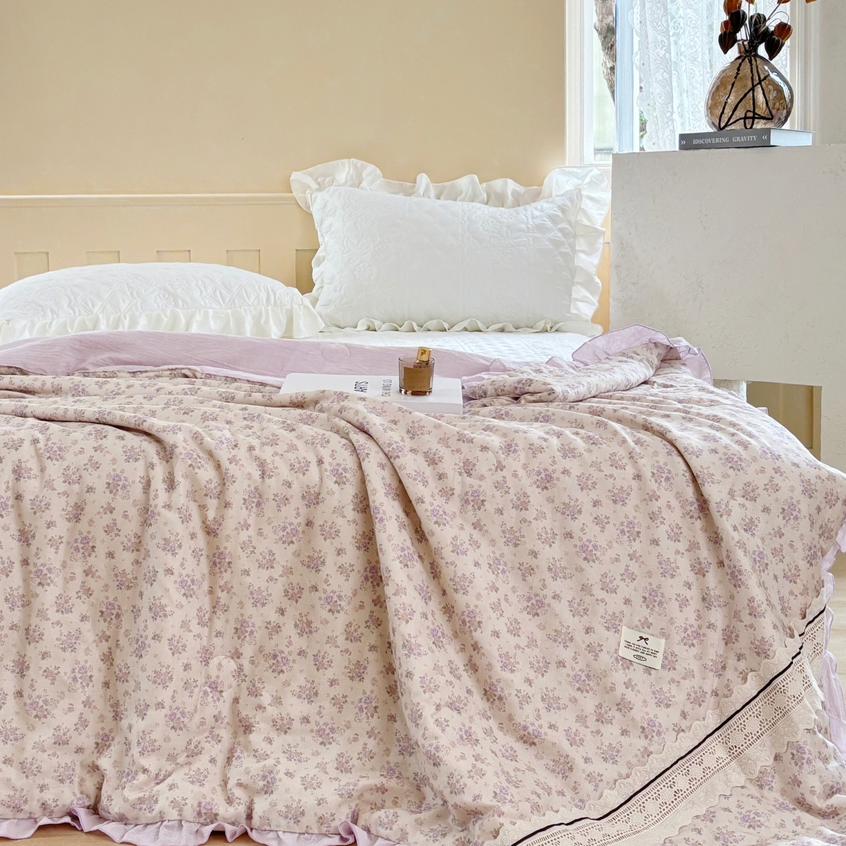 91家纺网 家纺一手货源 找家纺 有货 2026春夏新款全棉双层纱被子被芯-南法假日系列 熏衣茶